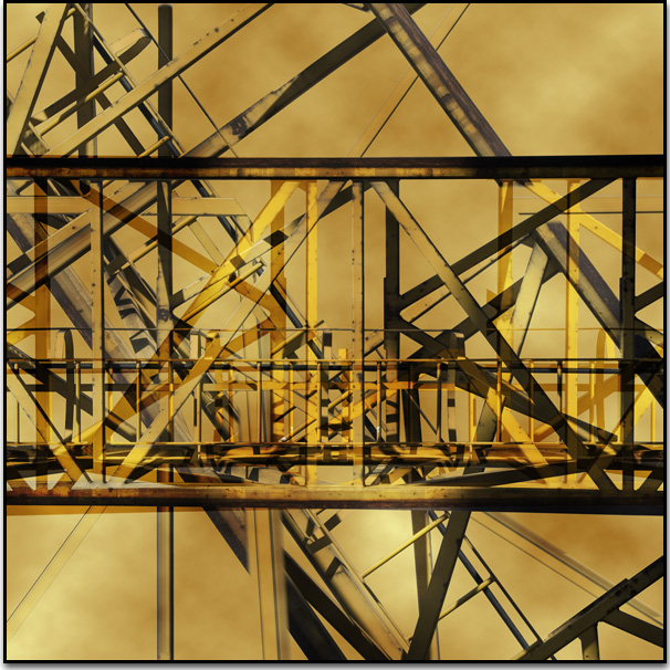 industrial landscape, crane, wien, vienna, digital giclee art print by Laurent Bompard