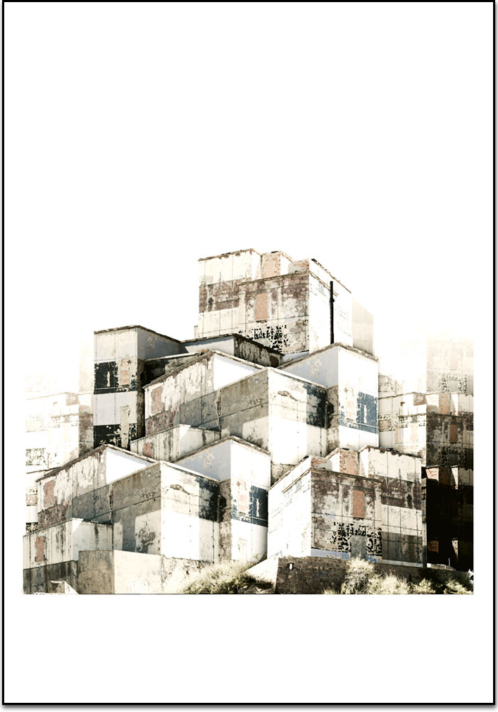square sun, budapest, concrete structure, massive. digital print by Laurent Bompard
